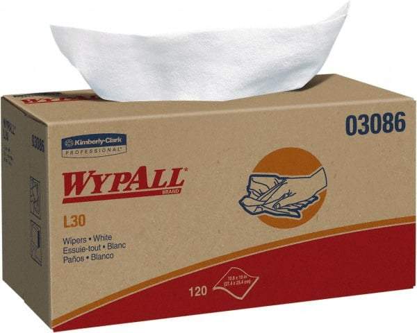 WypAll - L30 Dry General Purpose Wipes - Pop-Up, 10-3/4" x 10" Sheet Size, White - Exact Industrial Supply