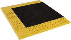 Notrax - 3' Long, Dry/Wet Environment, Anti-Fatigue Matting - Black with Yellow Borders, Vinyl with Vinyl Base, Beveled on 3 Sides - Exact Industrial Supply
