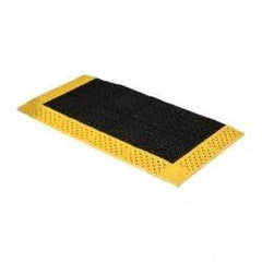 Notrax - 5' Long, Dry/Wet Environment, Anti-Fatigue Matting - Black with Yellow Borders, Vinyl with Vinyl Base, Beveled on 3 Sides - Exact Industrial Supply