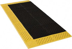 Notrax - 6' Long, Dry/Wet Environment, Anti-Fatigue Matting - Black with Yellow Borders, Vinyl with Vinyl Base, Beveled on 3 Sides - Exact Industrial Supply