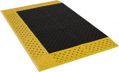 Notrax - 4' Long, Dry/Wet Environment, Anti-Fatigue Matting - Black with Yellow Borders, Vinyl with Vinyl Base, Beveled on 3 Sides - Exact Industrial Supply