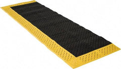 Notrax - 8' Long, Dry/Wet Environment, Anti-Fatigue Matting - Black with Yellow Borders, Vinyl with Vinyl Base, Beveled on 3 Sides - Exact Industrial Supply
