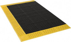 Notrax - 6' Long, Dry/Wet Environment, Anti-Fatigue Matting - Black with Yellow Borders, Vinyl with Vinyl Base, Beveled on 3 Sides - Exact Industrial Supply