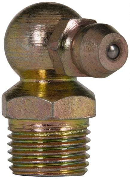 Value Collection - 90° Head Angle, 1/8 NPT Steel Standard Grease Fitting - 11.11mm Hex - Exact Industrial Supply