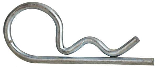 Value Collection - 1/8 to 3/16" Shaft Diam, 19/32" Long, 0.047" Wire Diam, Hair Pin Cotter - MB Grade 2 Spring Steel, Zinc-Plated Finish - Exact Industrial Supply