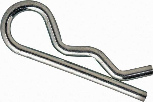 Value Collection - 1/4 to 3/8" Shaft Diam, 1-3/16" Long, 0.08" Wire Diam, Hair Pin Cotter - MB Grade 2 Spring Steel, Zinc-Plated Finish - Exact Industrial Supply