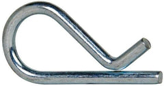 Value Collection - 1/2 to 3/4" Shaft Diam, 1-9/16" Long, 1/8" Wire Diam, Hair Pin Cotter - MB Grade 2 Spring Steel, Zinc-Plated Finish - Exact Industrial Supply