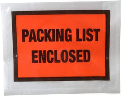 Nifty Products - 1,000 Piece, 5-1/2" Long x 4-1/2" Wide, Envelope - Packing List Enclosed, Orange Full Faced - Exact Industrial Supply