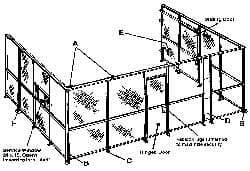 Folding Guard - 5' Wide x 8' High, Temporary Structure Woven Wire Panel - 10 Gauge Wire, 1-1/2 Inches x 16 Gauge Channel Frame, Includes Hardware, Top Capping and Floor Socket - Exact Industrial Supply