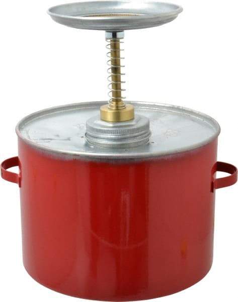 Eagle - 4 Quart Capacity, 10-3/4 Inch High x 8 Inch Diameter, Galvanized Steel Plunger Can - 5-1/4 Inch Dasher Diameter, Red, Approval Listing/Regulation FM - Exact Industrial Supply