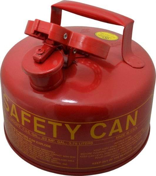 Eagle - 1 Gal Galvanized Steel Type I Safety Can - 10" High x 9" Diam, Red with Yellow - Exact Industrial Supply