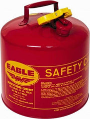 Eagle - 5 Gal Galvanized Steel Type I Safety Can - 13-1/2" High x 12-1/2" Diam, Red with Yellow - Exact Industrial Supply