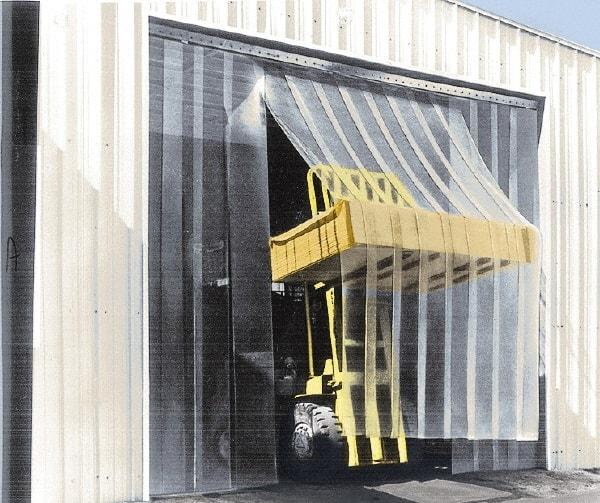 Aleco - 8' Door Width x 8' Door Height Vinyl Smooth Antistatic Strip Door Kit - 12" Strip Width x 1/8" Strip Thickness, Clear, 66% Overlap - Exact Industrial Supply