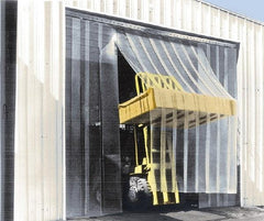 Aleco - 12' Door Width x 12' Door Height Vinyl Smooth Strip Door Kit - 16" Strip Width x 0.16" Strip Thickness, Clear, 75% Overlap - Exact Industrial Supply