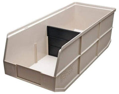 Akro-Mils - 60 Lb. Load Capacity, 20-1/2" Deep, Ivory Polymer Hopper Stacking Bin - 7" High x 8-1/4" Wide x 20-1/2" Long - Exact Industrial Supply