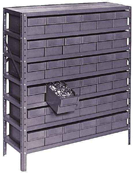 Value Collection - 72 Bin Bin Shelving Unit with Drawers - 36 Inch Overall Width x 12 Inch Overall Depth x 75 Inch Overall Height, Gray Plastic Bins - Exact Industrial Supply