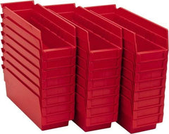 Akro-Mils - 11-5/8" Deep, Red Hopper Shelf Bin - 4" High x 4-1/8" Wide x 11-5/8" Long - Exact Industrial Supply