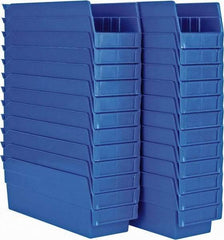 Akro-Mils - 11-5/8" Deep, Blue Hopper Shelf Bin - 4" High x 4-1/8" Wide x 11-5/8" Long - Exact Industrial Supply