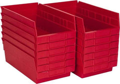 Akro-Mils - 11-5/8" Deep, Red Hopper Shelf Bin - 4" High x 6-5/8" Wide x 11-5/8" Long - Exact Industrial Supply