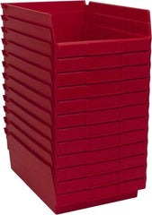 Akro-Mils - 11-5/8" Deep, Red Hopper Shelf Bin - 4" High x 8-3/8" Wide x 11-5/8" Long - Exact Industrial Supply