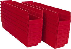 Akro-Mils - 17-7/8" Deep, Red Hopper Shelf Bin - 4" High x 4-1/8" Wide x 17-7/8" Long - Exact Industrial Supply