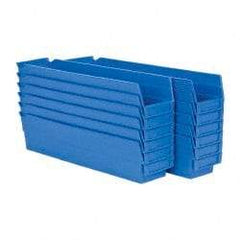 Akro-Mils - 17-7/8" Deep, Blue Hopper Shelf Bin - 4" High x 4-1/8" Wide x 17-7/8" Long - Exact Industrial Supply