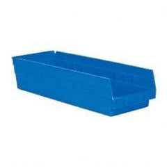 Akro-Mils - 17-7/8" Deep, Blue Hopper Shelf Bin - 4" High x 6-5/8" Wide x 17-7/8" Long - Exact Industrial Supply