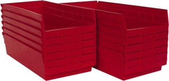 Akro-Mils - 17-7/8" Deep, Red Hopper Shelf Bin - 4" High x 8-3/8" Wide x 17-7/8" Long - Exact Industrial Supply