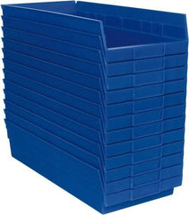 Akro-Mils - 17-7/8" Deep, Blue Hopper Shelf Bin - 4" High x 8-3/8" Wide x 17-7/8" Long - Exact Industrial Supply