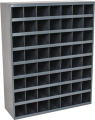 Durham - 56 Bin Bin Shelving Unit with Openings - 33-3/4 Inch Overall Width x 12 Inch Overall Depth x 42 Inch Overall Height, Gray Steel Bins - Exact Industrial Supply