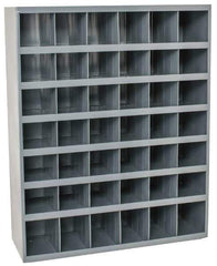 Durham - 42 Bin Bin Shelving Unit with Openings - 33-3/4 Inch Overall Width x 12 Inch Overall Depth x 42 Inch Overall Height, Gray Steel Bins - Exact Industrial Supply