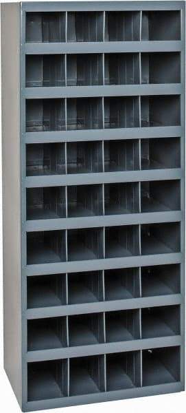 Durham - 36 Bin Bin Shelving Unit with Openings - 17-7/8 Inch Overall Width x 12 Inch Overall Depth x 42 Inch Overall Height, Gray Steel Bins - Exact Industrial Supply