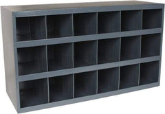 Durham - 18 Bin Bin Shelving Unit with Openings - 33-3/4 Inch Overall Width x 12 Inch Overall Depth x 19-1/4 Inch Overall Height, Gray Steel Bins - Exact Industrial Supply