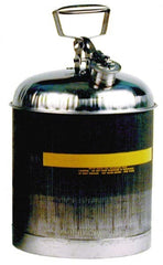 Stainless Steel, Silver with Yellow, Type I Safety Can 15-7/8 Inch High, 11-1/4 Inch Diameter