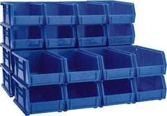 Akro-Mils - 10 Lb. Load Capacity, 7-3/8" Deep, Blue Polymer Hopper Stacking Bin - 3" High x 4-1/8" Wide x 7-3/8" Long - Exact Industrial Supply