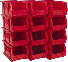 Akro-Mils - 60 Lb. Load Capacity, 14-3/4" Deep, Red Polymer Hopper Stacking Bin - 7" High x 8-1/4" Wide x 14-3/4" Long - Exact Industrial Supply