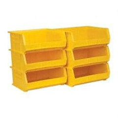 Akro-Mils - 75 Lb. Load Capacity, 14-3/4" Deep, Yellow Polymer Hopper Stacking Bin - 7" High x 16-1/2" Wide x 14-3/4" Long - Exact Industrial Supply