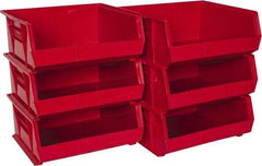 Akro-Mils - 75 Lb. Load Capacity, 14-3/4" Deep, Red Polymer Hopper Stacking Bin - 7" High x 16-1/2" Wide x 14-3/4" Long - Exact Industrial Supply