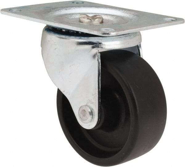 Albion - 3" Diam x 1-1/4" Wide x 3-13/16" OAH Top Plate Mount Swivel Caster - Polypropylene, 270 Lb Capacity, Plain Bearing, 3-1/8 x 4-1/8" Plate - Exact Industrial Supply