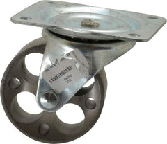 Albion - 4" Diam x 1-1/2" Wide x 5" OAH Top Plate Mount Swivel Caster - Cast Iron, 450 Lb Capacity, Plain Bearing, 4 x 5-1/8" Plate - Exact Industrial Supply