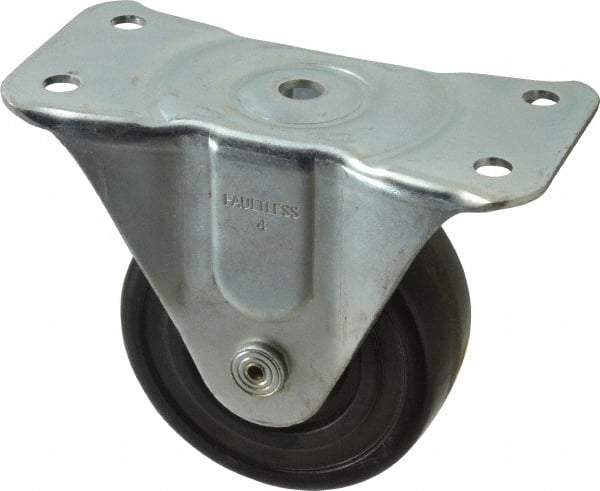 Albion - 4" Diam x 1-5/8" Wide x 5" OAH Top Plate Mount Rigid Caster - Phenolic, 450 Lb Capacity, Roller Bearing, 3-1/8 x 6-1/4" Plate - Exact Industrial Supply