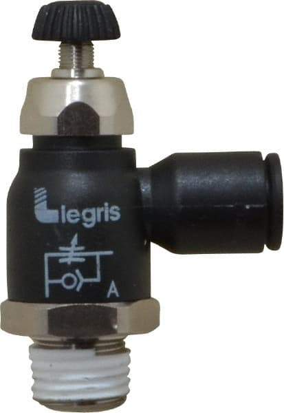 Legris - 8mm Tube OD x 1/4 Male BSPT Compact Meter Out Flow Control Valve - 14.5 to 145 psi, Nylon - Exact Industrial Supply