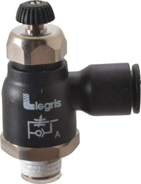 Legris - 10mm Tube OD x 1/4 Male BSPT Compact Meter Out Flow Control Valve - 14.5 to 145 psi, Nylon - Exact Industrial Supply