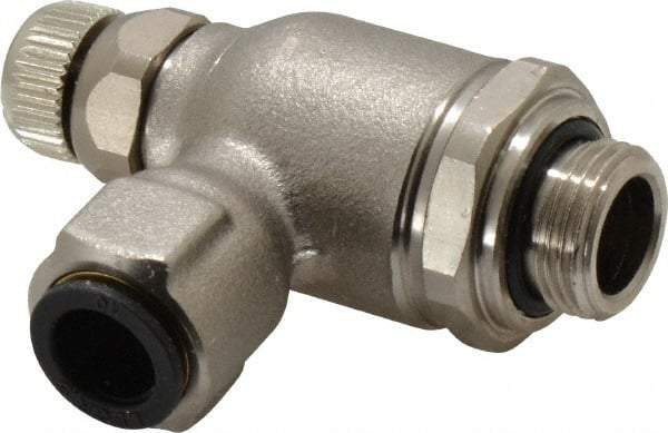 Legris - 10mm Tube OD x 3/8" BSPP Metal Flow Control Regulator - 0 to 145 psi, Buna Nitrile O-Ring & Treated Brass Material - Exact Industrial Supply
