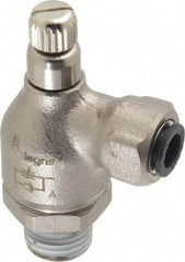 Legris - 1/4" Tube OD x 1/4" NPT Metal Flow Control Regulator - 0 to 145 psi & Treated Brass Material - Exact Industrial Supply