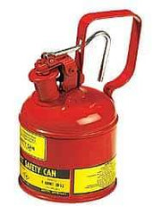 Justrite - 1 Qt Steel Type I Safety Can - 8-1/4" High x 4-3/8" Diam, Red - Exact Industrial Supply