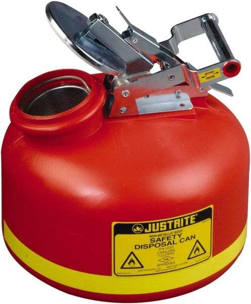 Justrite - Safety Disposal Cans Capacity (Gal.): 2.00 Material: Polyethylene - Exact Industrial Supply