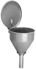 Justrite - 10" High x 10-3/4" Diam, Galvanized Steel, Self Closing Drum Funnel with Flame Arrester - 32" Arrester/Tube Length, 30 to 50 Gal Drum/Pail Capacity - Exact Industrial Supply