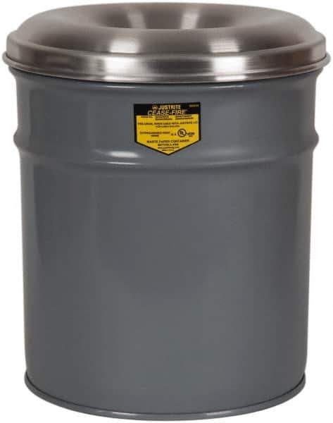 Justrite - 15 Gallon Complete Unit Fire Resistant Steel Drum and Head - 14-1/2 Inch Outside Diameter, 5-1/4 Inch Opening Diameter, 25-3/4 Inch High, FM and UL Standards - Exact Industrial Supply