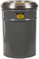 Justrite - 6 Gallon Complete Unit Fire Resistant Steel Drum and Aluminum Head - 12-1/8 Inch Outside Diameter, 5 Inch Opening Diameter, 16-3/4 Inch High, FM and UL Standards - Exact Industrial Supply